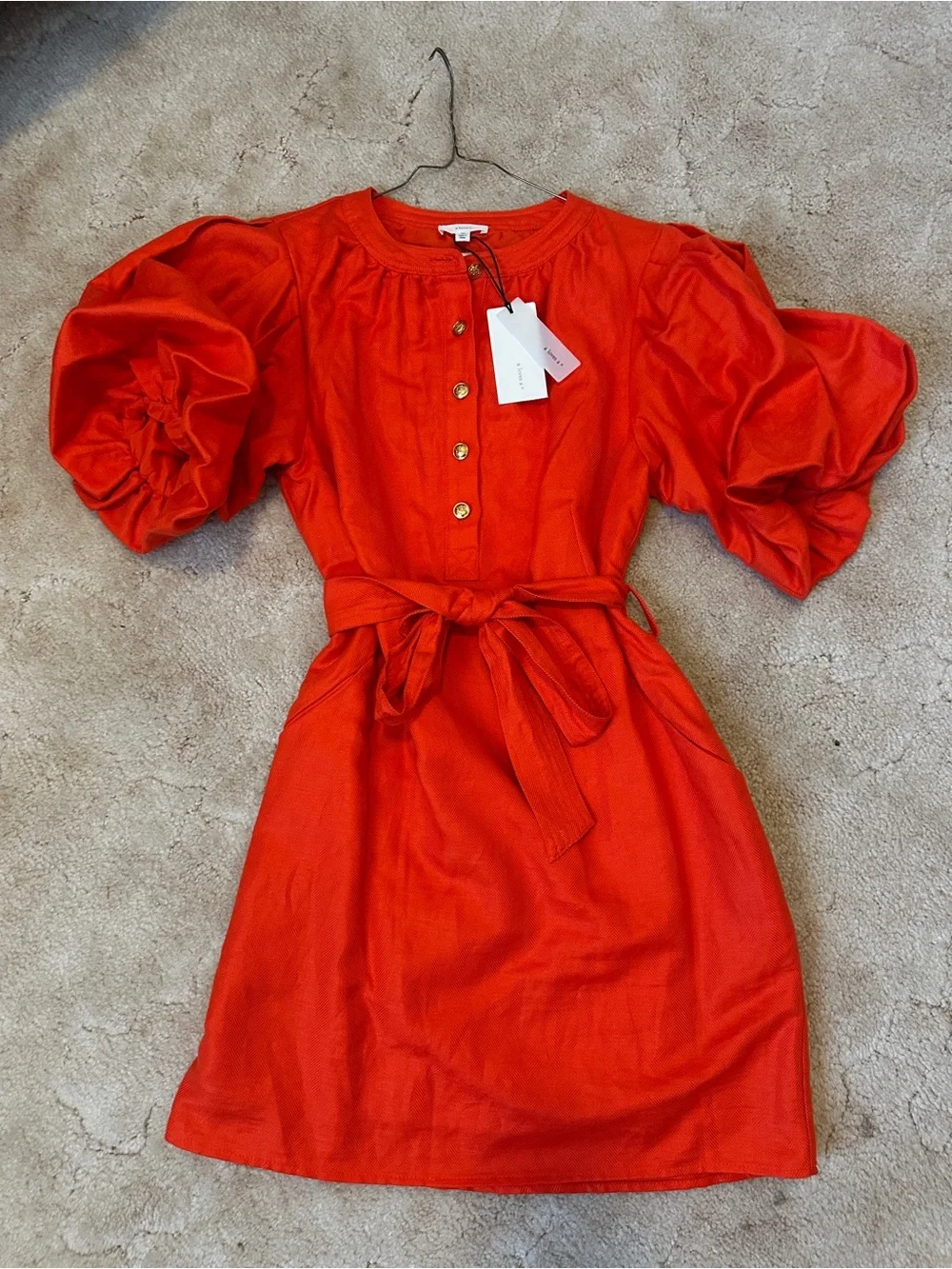 A loves A- NWT Bright Puff-Sleeve Belted Mini Dress